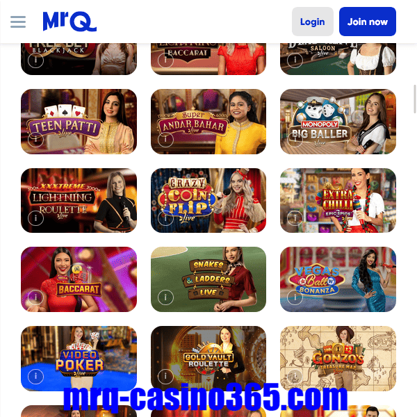 MrQ Casino Live Casino Games List