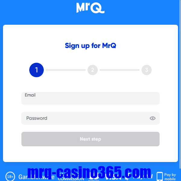 MrQ Casino Sign Up Step 1